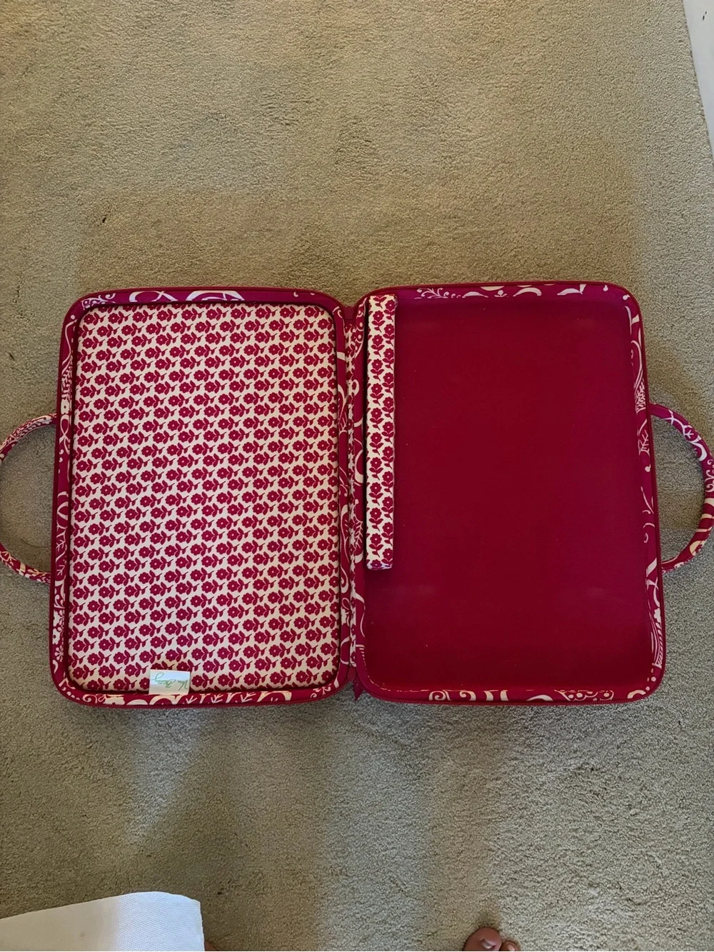 Vera Bradley Raspberry Pink Floral Quilted Laptop Bag